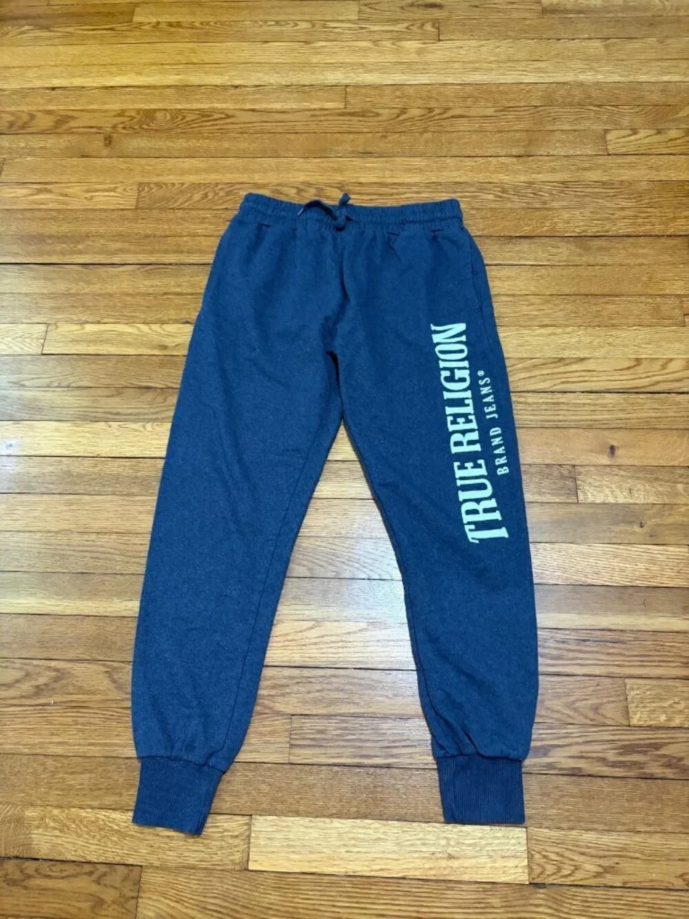 True Religion Pajama Pants Mens Medium Lounge Wear Blue Drawstring Soft Joggers